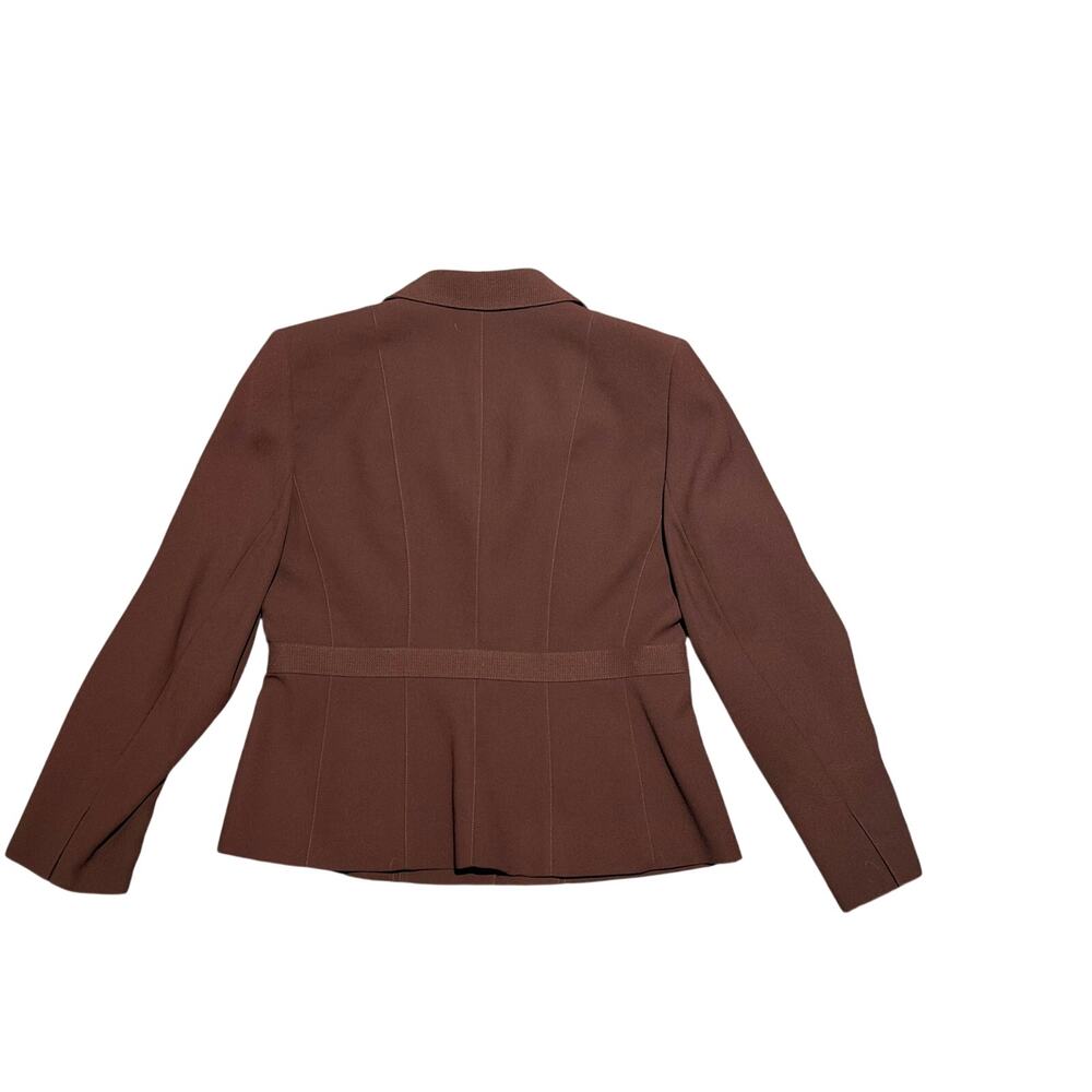 Nipon Boutique Brown Peplum Blazer 3-Button Petite 10P - Picture 2 of 8